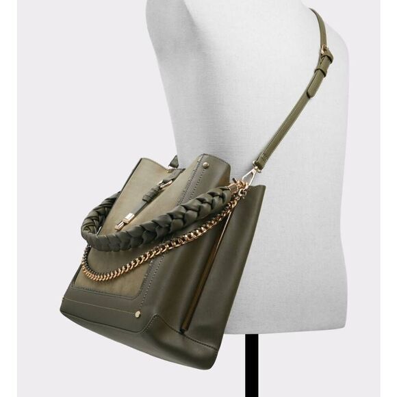 NWT~Gorgeous ALDO Nalaynaax Khaki Bucket Bag - Picture 7 of 8